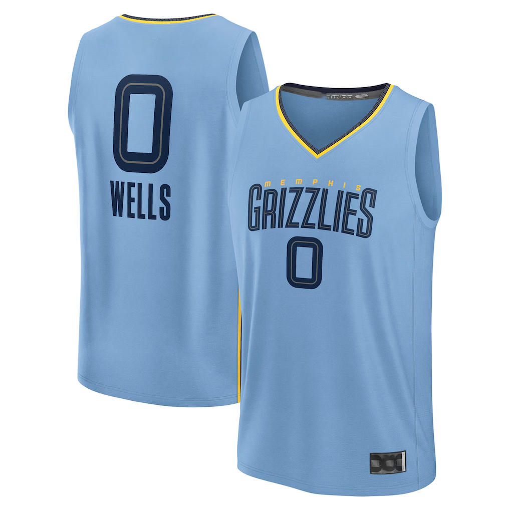 CAdoa M.Grizzlies #0 Jaylen Wells Light Blue Fast Break Replica Player Stitched Jerseys- Statement Edition