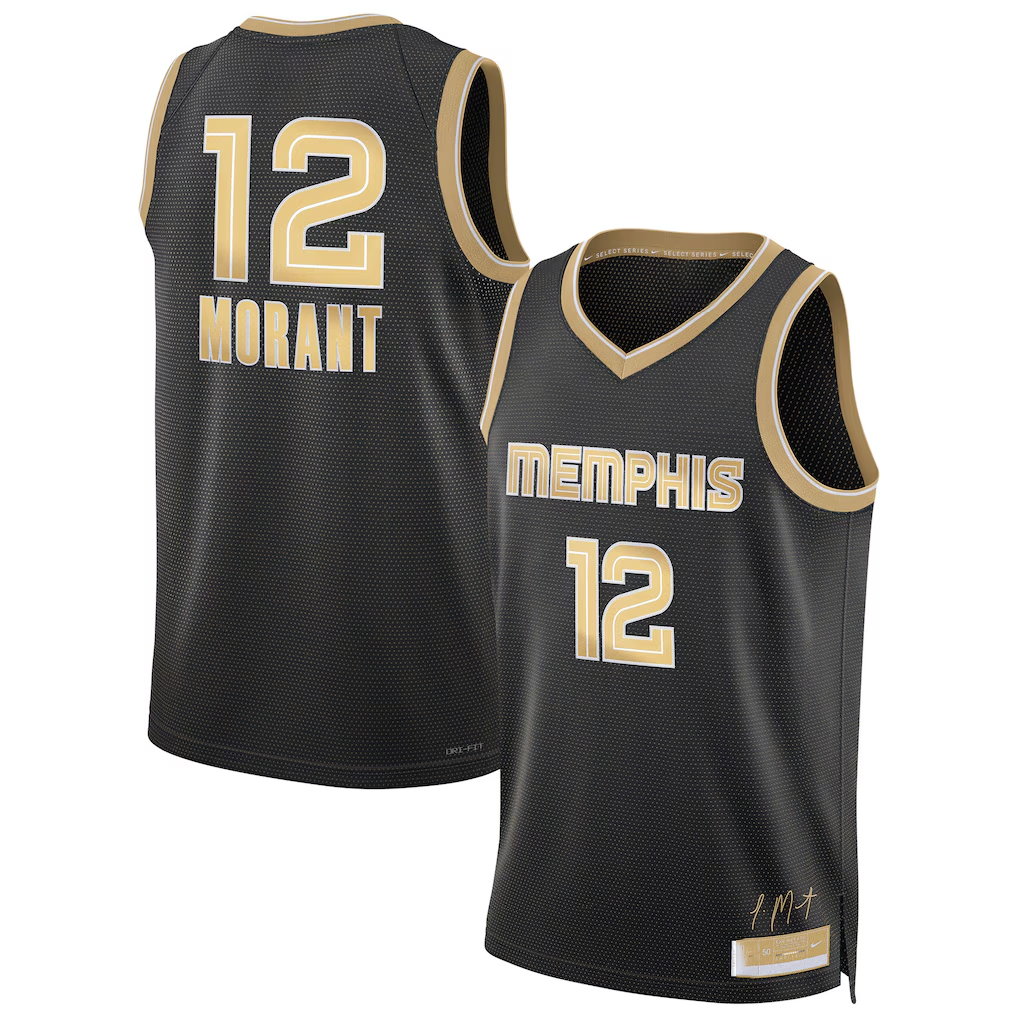 CAdoa M.Grizzlies #12 Ja Morant Black Select Series Swingman Stitched Jerseys
