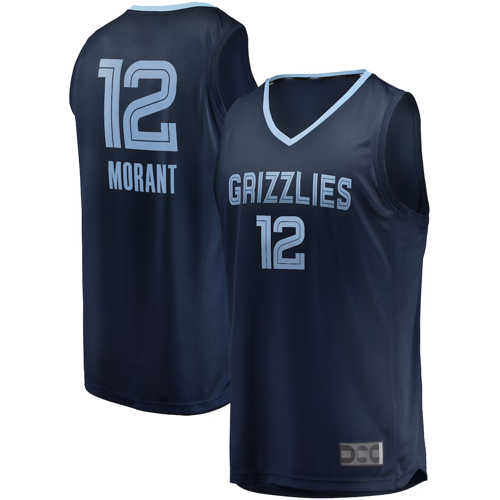 CAdoa M.Grizzlies #12 Ja Morant Navy Big & Tall Fast Break Player Stitched Jerseys- Icon Edition