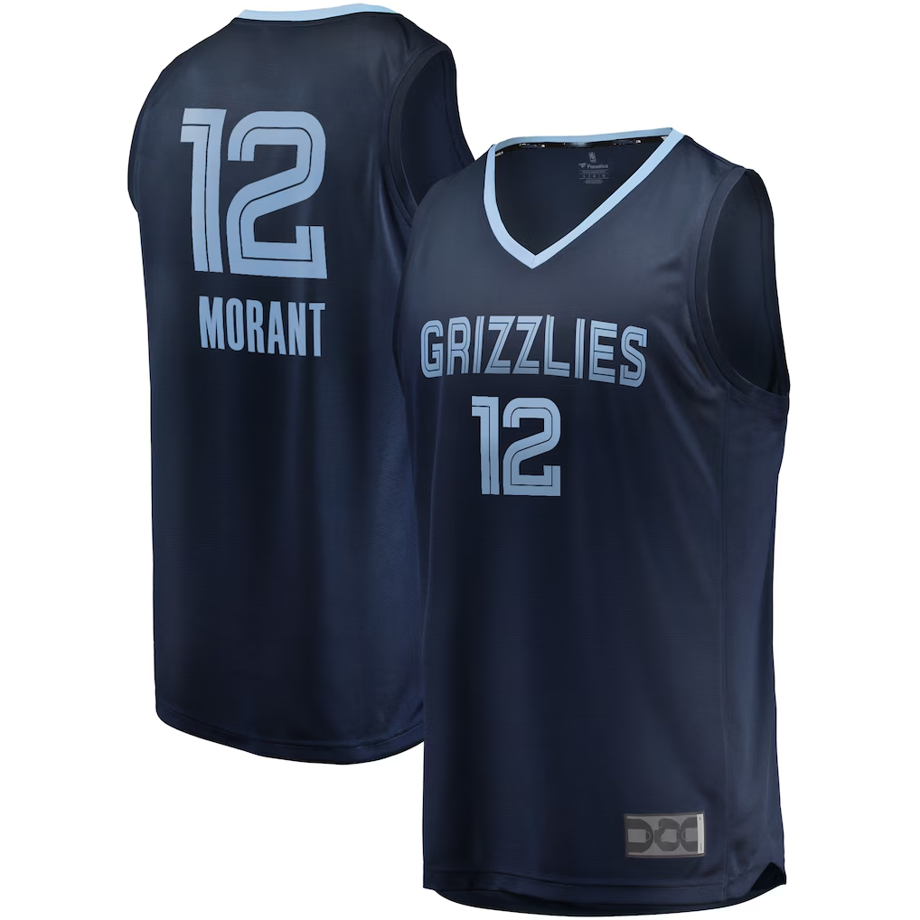 CAdoa M.Grizzlies #12 Ja Morant Navy Fast Break Replica Stitched Jerseys- Icon Edition