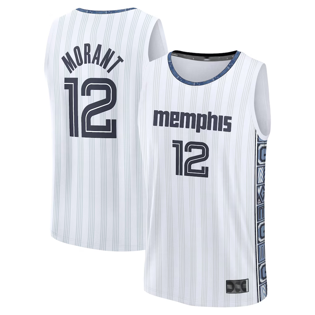 CAdoa M.Grizzlies #12 Ja Morant White 2025-2026 City Edition Fast Break Stitched Jerseys