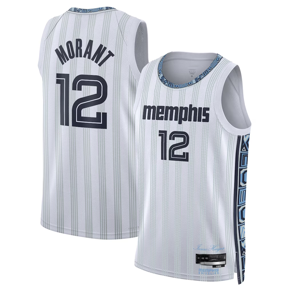 CAdoa M.Grizzlies #12 Ja Morant White 2025-2026 Swingman Stitched Jerseys- City Edition