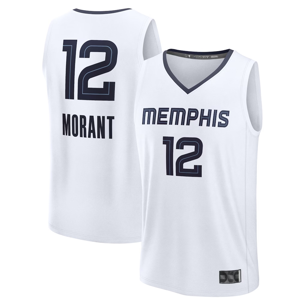 CAdoa M.Grizzlies #12 Ja Morant White Fast Break Replica Player Stitched Jerseys- Association Edition