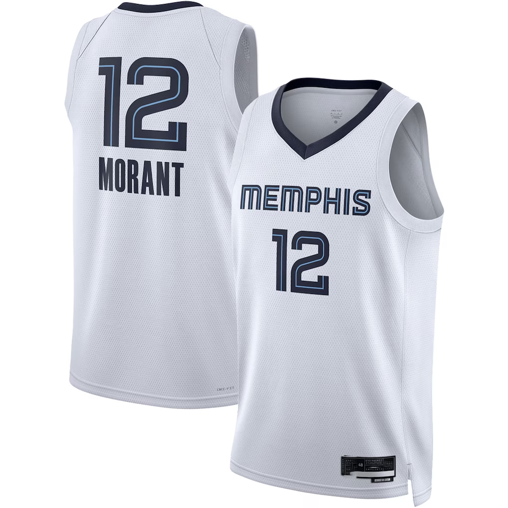 CAdoa M.Grizzlies #12 Ja Morant White Swingman Stitched Jerseys- Association Edition