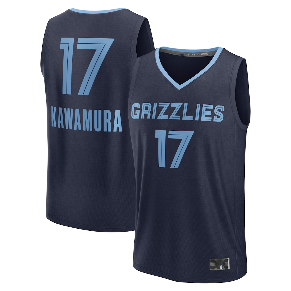 CAdoa M.Grizzlies #17 Yuki Kawamura Navy Fast Break Replica Player Stitched Jerseys- Icon Edition