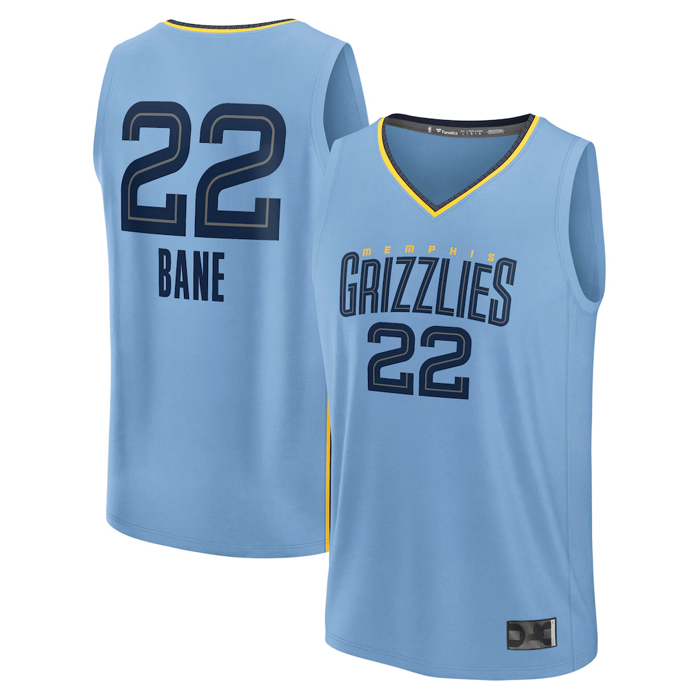 CAdoa M.Grizzlies #22 Desmond Bane Light Blue Fast Break Replica Player Stitched Jerseys- Statement Edition