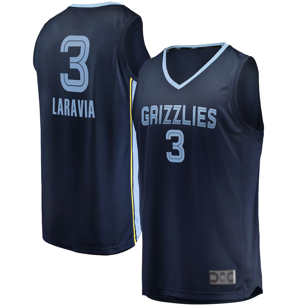 CAdoa M.Grizzlies #3 Jake LaRavia Navy Fast Break Replica Player Stitched Jerseys- Icon Edition