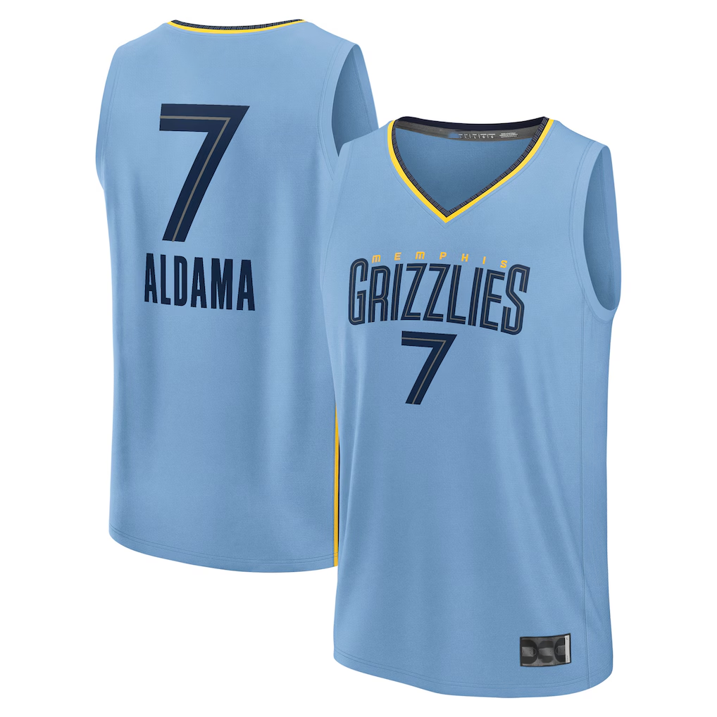 CAdoa M.Grizzlies #7 Santi Aldama Light Blue Fast Break Replica Player Stitched Jerseys- Statement Edition