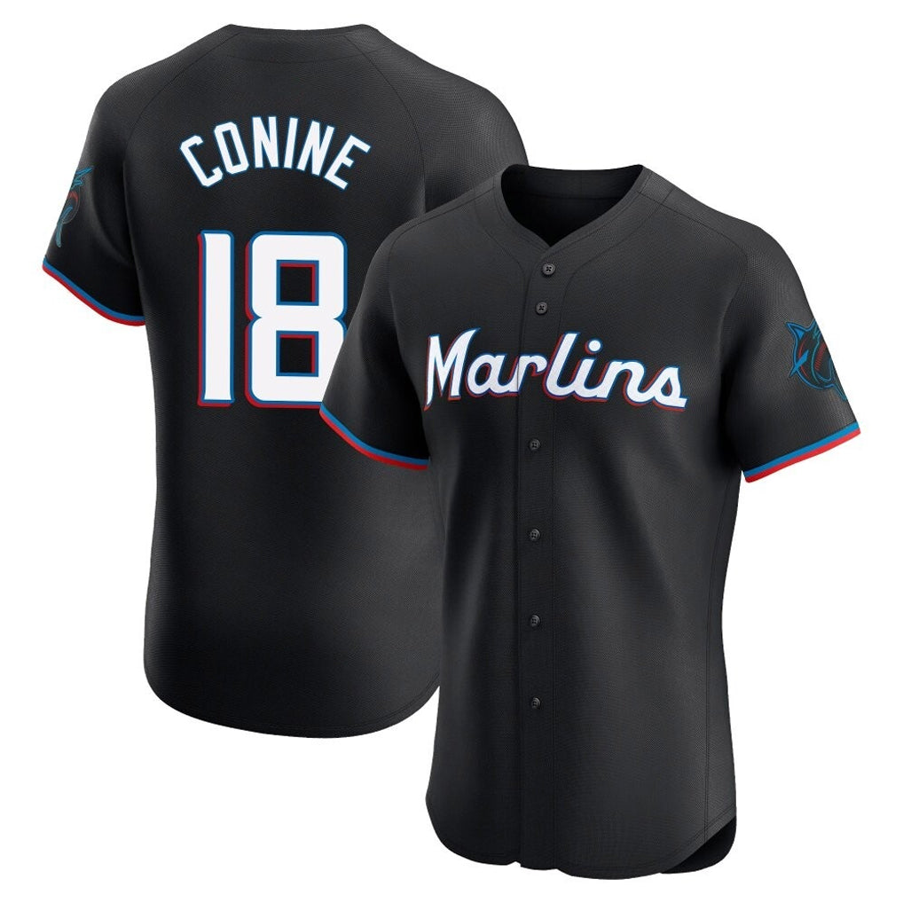 CAdoa M.Marlins #18 Griffin Conine Player Black Vapor Home Limited Elite Stitched Jerseys