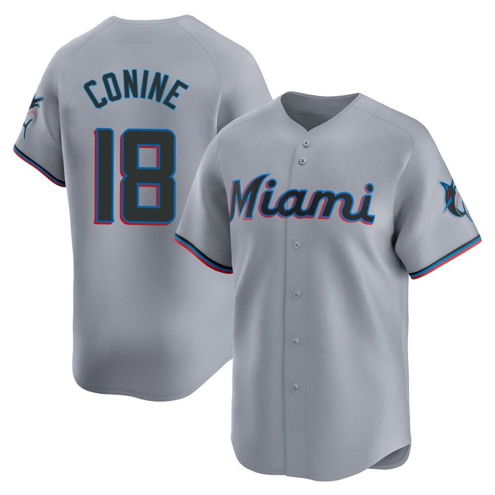 CAdoa M.Marlins #18 Griffin Conine Player Gray Home Limited Stitched Jerseys