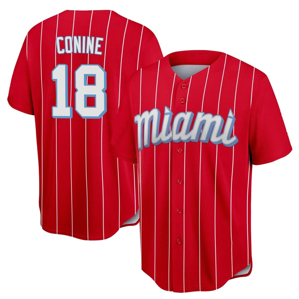 CAdoa M.Marlins #18 Griffin Conine Player Red City Connect Home Game Stitched Jerseys