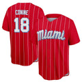 CAdoa M.Marlins #18 Griffin Conine Player Red City Connect Home Game Stitched Jerseys
