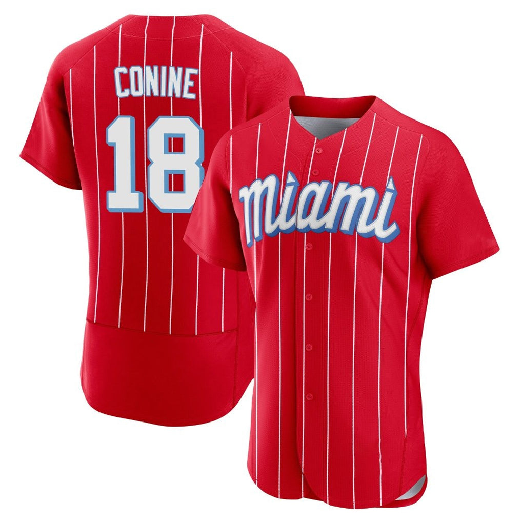 CAdoa M.Marlins #18 Griffin Conine Player Red City Connect Home Limited Elite Stitched Jerseys