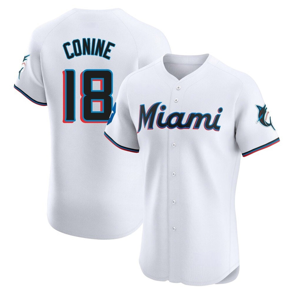 CAdoa M.Marlins #18 Griffin Conine Player White Home Limited Elite Stitched Jerseys