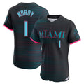 CAdoa M.Marlins #1 Connor Norby Player Black City Connect Home Limited Elite Stitched Jerseys