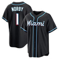 CAdoa M.Marlins #1 Connor Norby Player Black Fashion Out Home Game Stitched Jerseys