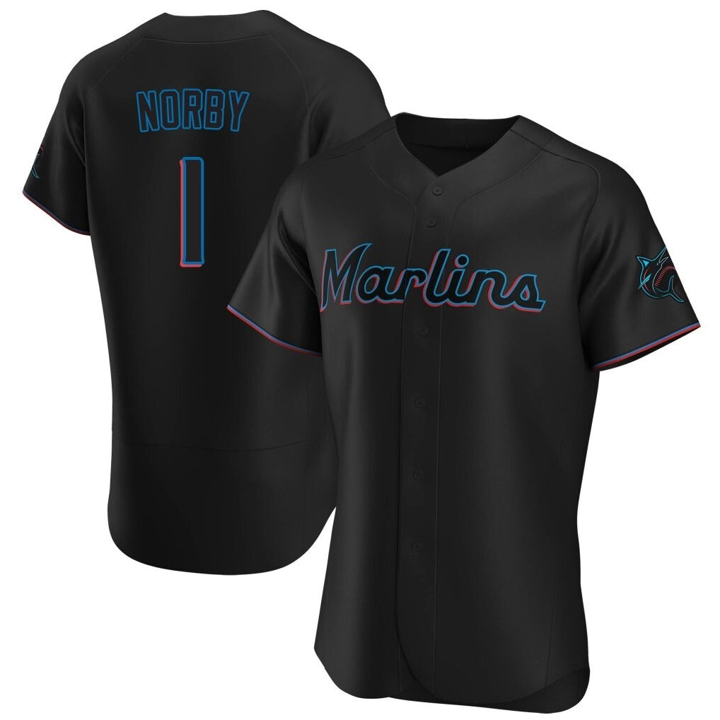 CAdoa M.Marlins #1 Connor Norby Player Black Home Limited Elite Stitched Jerseys