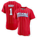 CAdoa M.Marlins #1 Connor Norby Player Red City Connect Home Limited Elite Stitched Jerseys