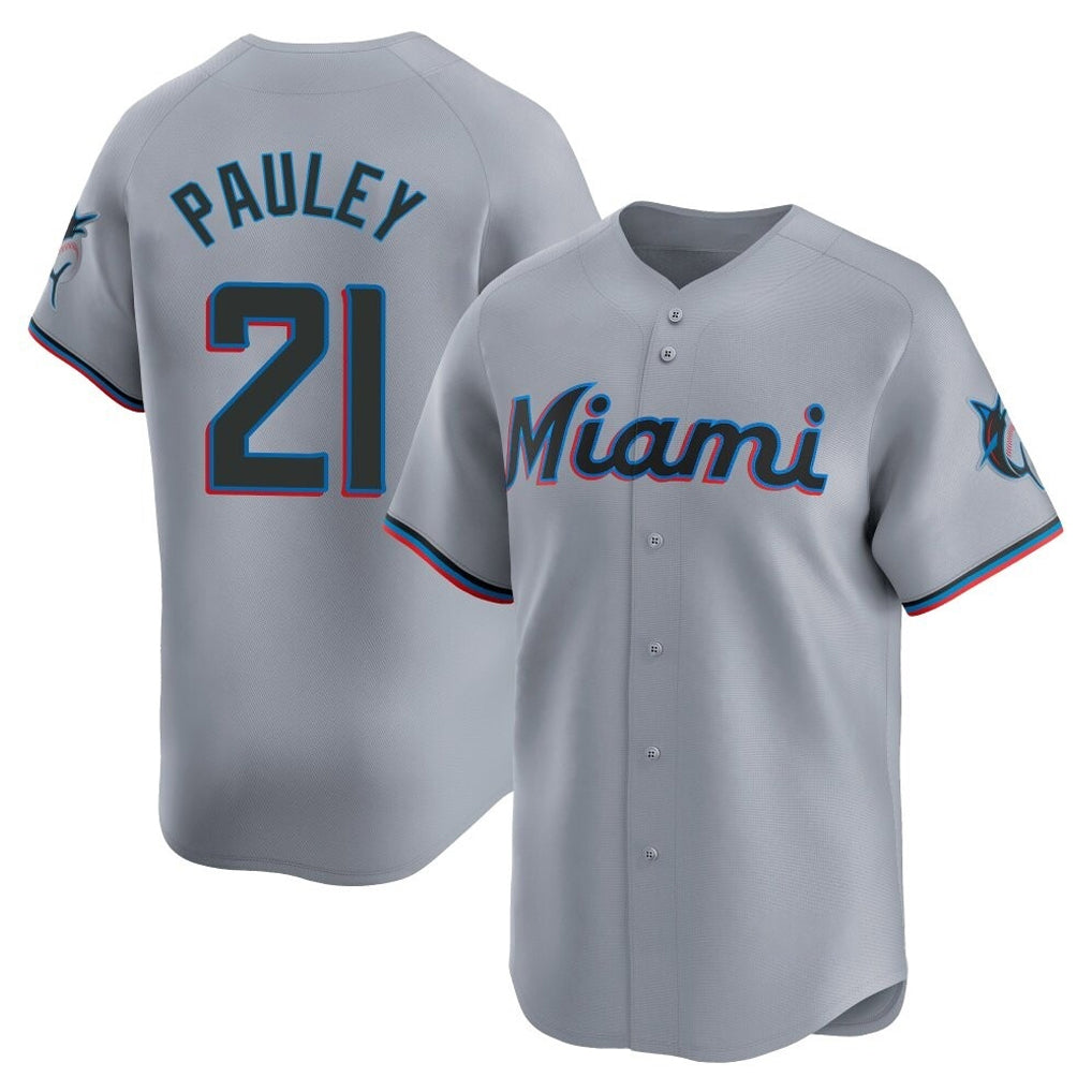 CAdoa M.Marlins #21 Graham Pauley Player Gray Home Limited Stitched Jerseys