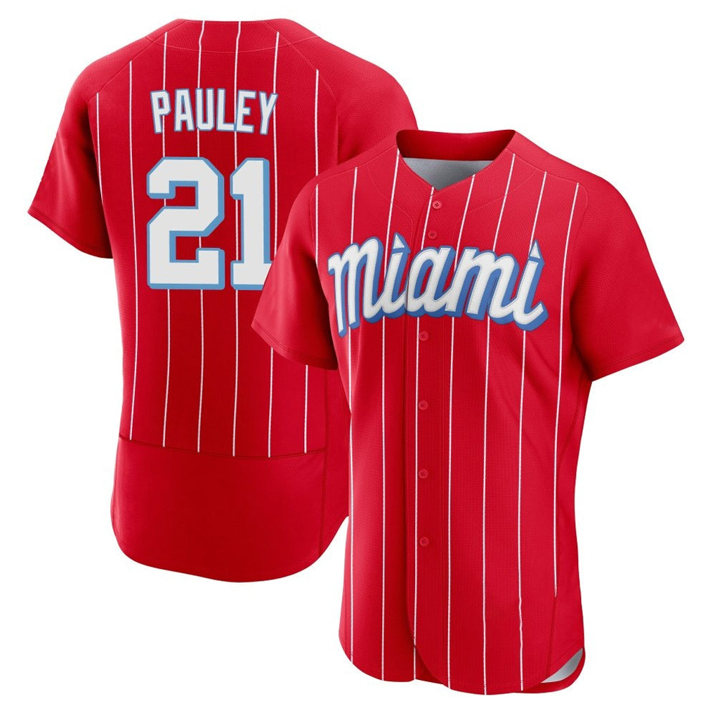CAdoa M.Marlins #21 Graham Pauley Player Red City Connect Home Limited Elite Stitched Jerseys
