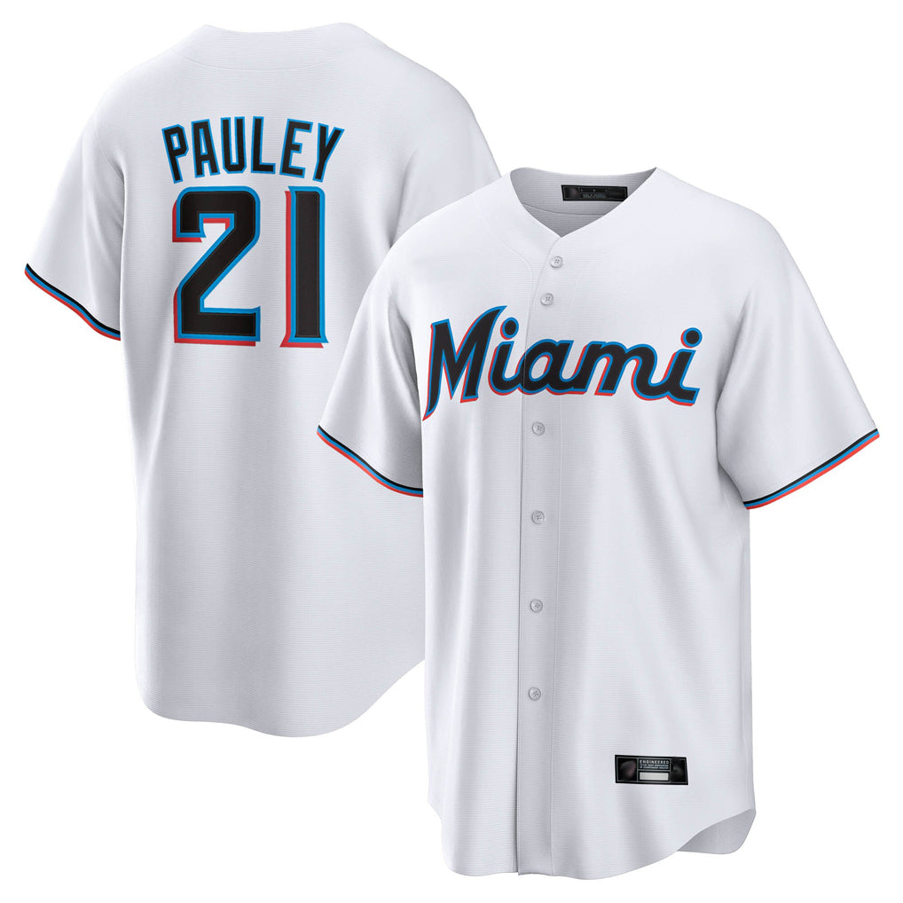 CAdoa M.Marlins #21 Graham Pauley Player White  Home Game Stitched Jerseys