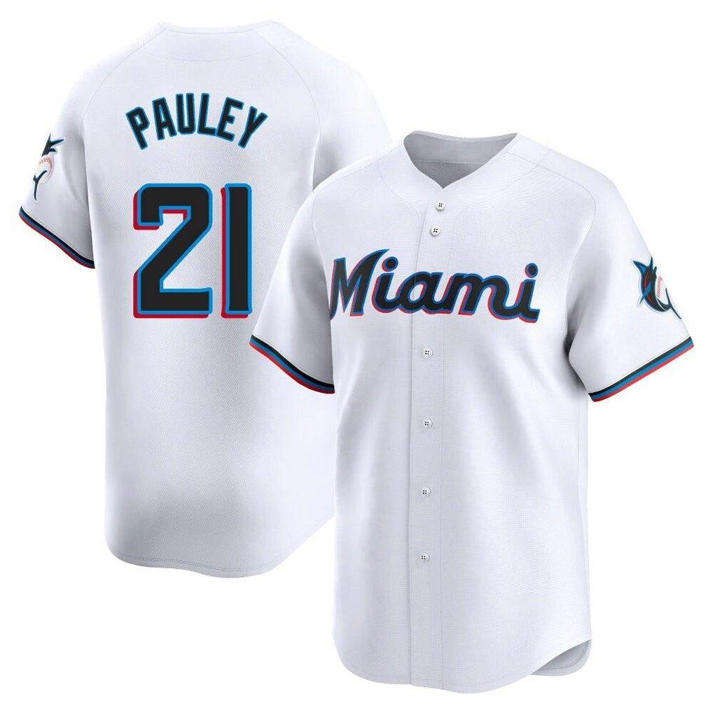 CAdoa M.Marlins #21 Graham Pauley Player White  Home Limited Stitched Jerseys