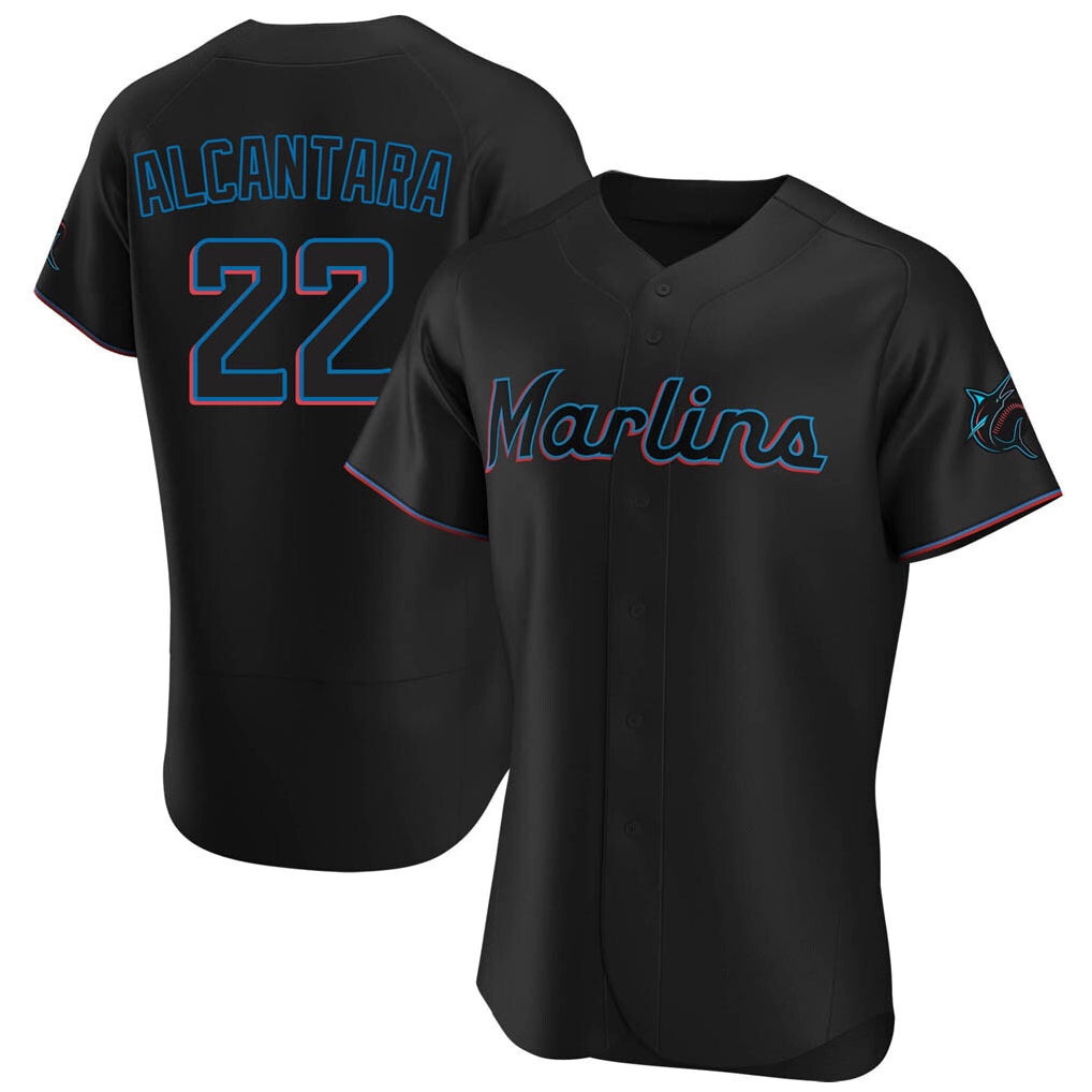 CAdoa M.Marlins #22 Sandy Alcantara Player Black Home Limited Elite Stitched Jerseys