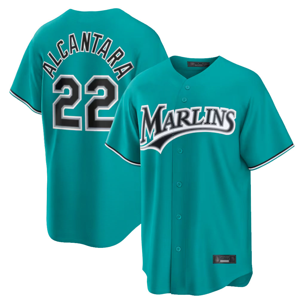 CAdoa M.Marlins #22 Sandy Alcantara Player Teal  Home Game Stitched Jerseys