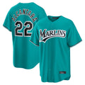 CAdoa M.Marlins #22 Sandy Alcantara Player Teal  Home Game Stitched Jerseys