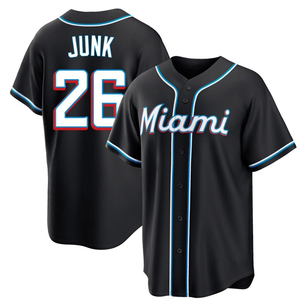 CAdoa M.Marlins #26 Janson Junk Player Black Fashion Out Home Game Stitched Jerseys