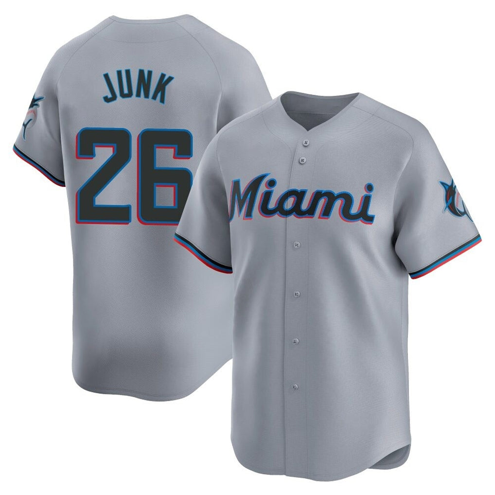 CAdoa M.Marlins #26 Janson Junk Player Gray Home Limited Stitched Jerseys