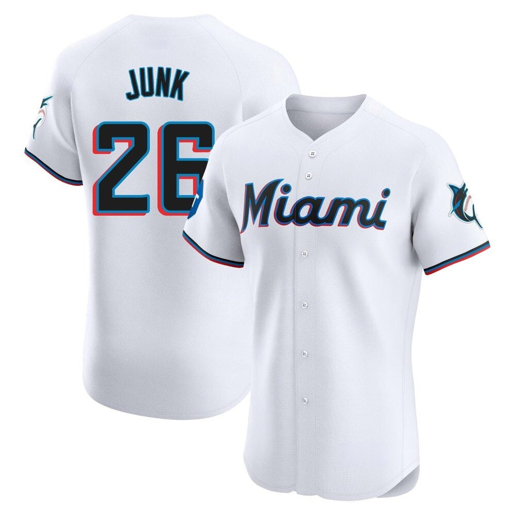 CAdoa M.Marlins #26 Janson Junk Player White Home Limited Elite Stitched Jerseys