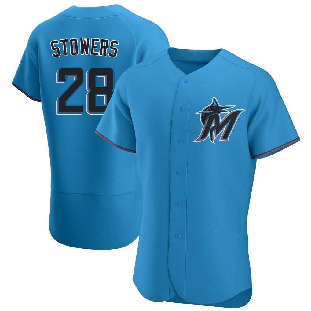 CAdoa M.Marlins #28 Kyle Stowers Player Blue Home Limited Elite Stitched Jerseys