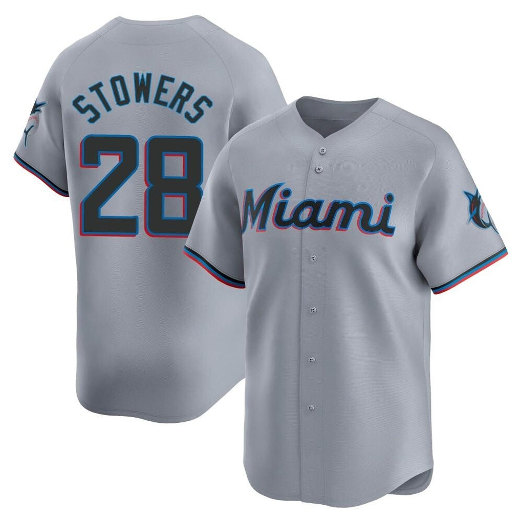 CAdoa M.Marlins #28 Kyle Stowers Player Gray Home Limited Stitched Jerseys