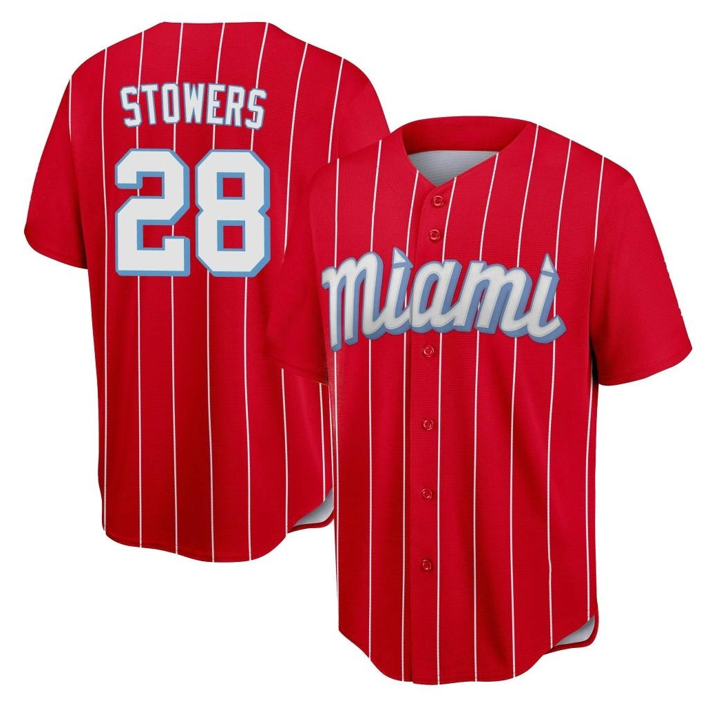 CAdoa M.Marlins #28 Kyle Stowers Player Red City Connect Home Game Stitched Jerseys