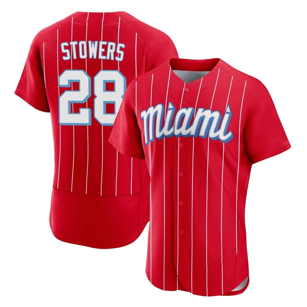 CAdoa M.Marlins #28 Kyle Stowers Player Red City Connect Home Limited Elite Stitched Jerseys