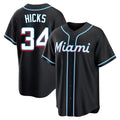 CAdoa M.Marlins #34 Liam Hicks Player Black Fashion Out Home Game Stitched Jerseys