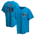 CAdoa M.Marlins #34 Liam Hicks Player Blue Home Game Stitched Jerseys