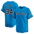 CAdoa M.Marlins #34 Liam Hicks Player Blue Home Limited Stitched Jerseys
