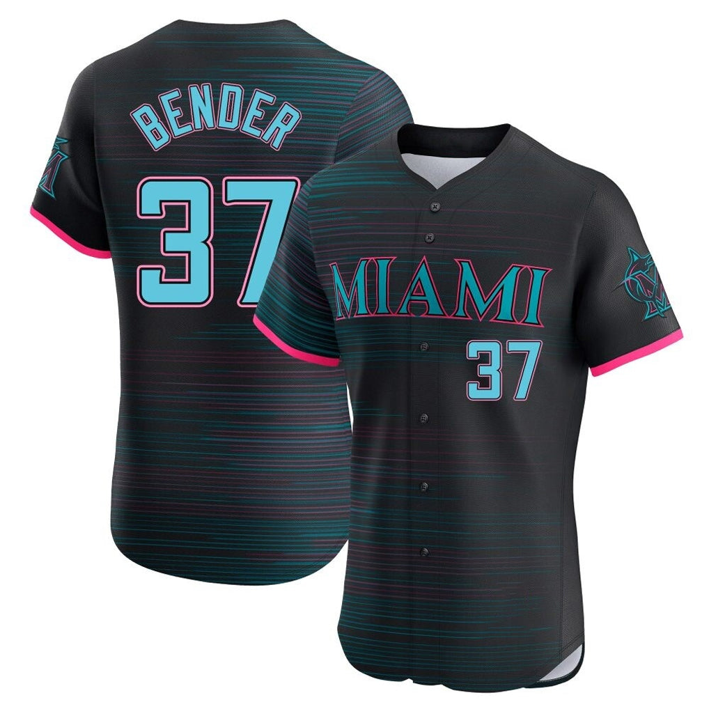 CAdoa M.Marlins #37 Anthony Bender Player Black City Connect Home Limited Elite Stitched Jerseys