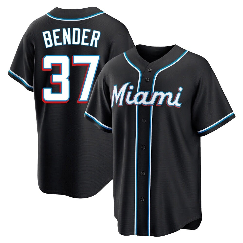 CAdoa M.Marlins #37 Anthony Bender Player Black Fashion Out Home Game Stitched Jerseys
