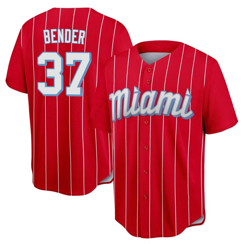 CAdoa M.Marlins #37 Anthony Bender Player Red City Connect Home Game Stitched Jerseys