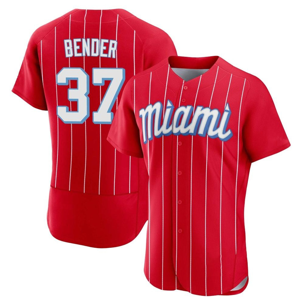 CAdoa M.Marlins #37 Anthony Bender Player Red City Connect Home Limited Elite Stitched Jerseys