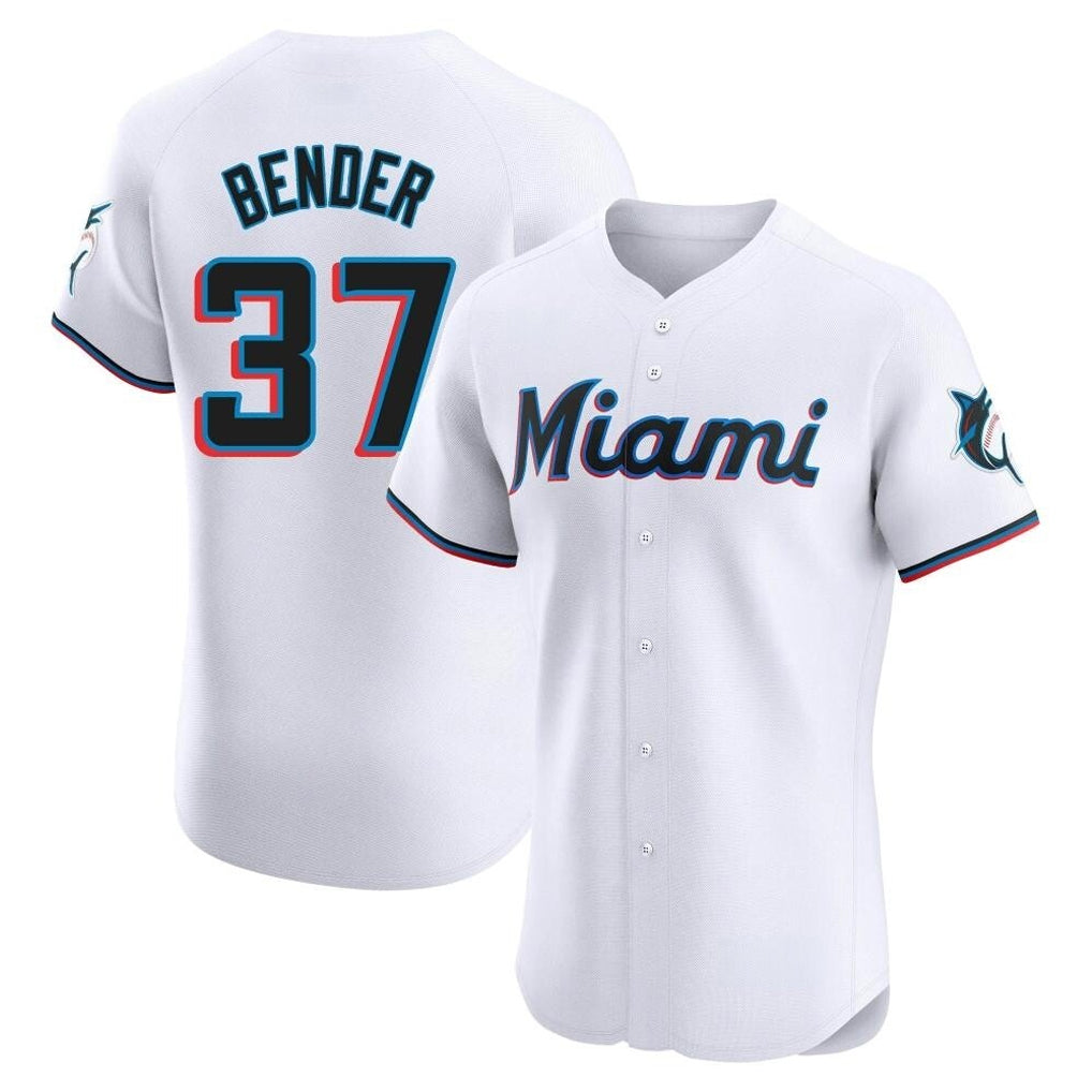 CAdoa M.Marlins #37 Anthony Bender Player White  Home Limited Elite Stitched Jerseys