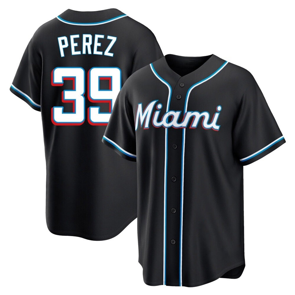 CAdoa M.Marlins #39 Eury Perez Player Black Fashion Out Home Game Stitched Jerseys
