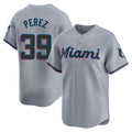 CAdoa M.Marlins #39 Eury Perez Player Gray Home Limited Stitched Jerseys