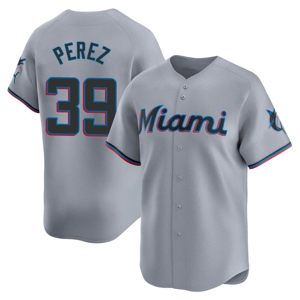 CAdoa M.Marlins #39 Eury Perez Player Gray Home Limited Stitched Jerseys