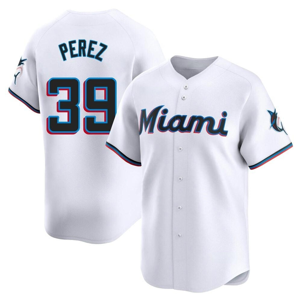 CAdoa M.Marlins #39 Eury Perez Player White  Home Limited Stitched Jerseys