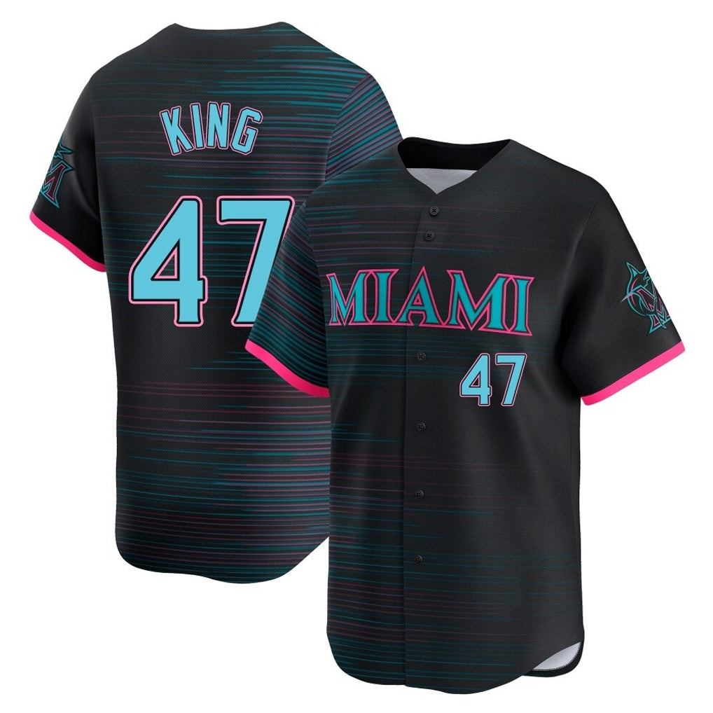 CAdoa M.Marlins #47 John King Player Black City Connect Home Limited Stitched Jerseys