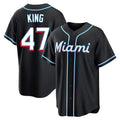 CAdoa M.Marlins #47 John King Player Black Fashion Out Home Game Stitched Jerseys
